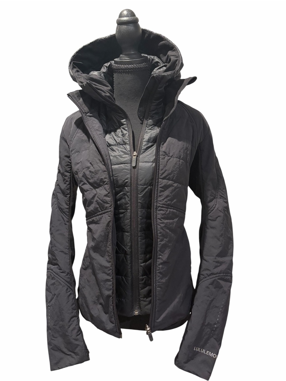 Lululemon Black Quilted Hooded Another Mile Jacket